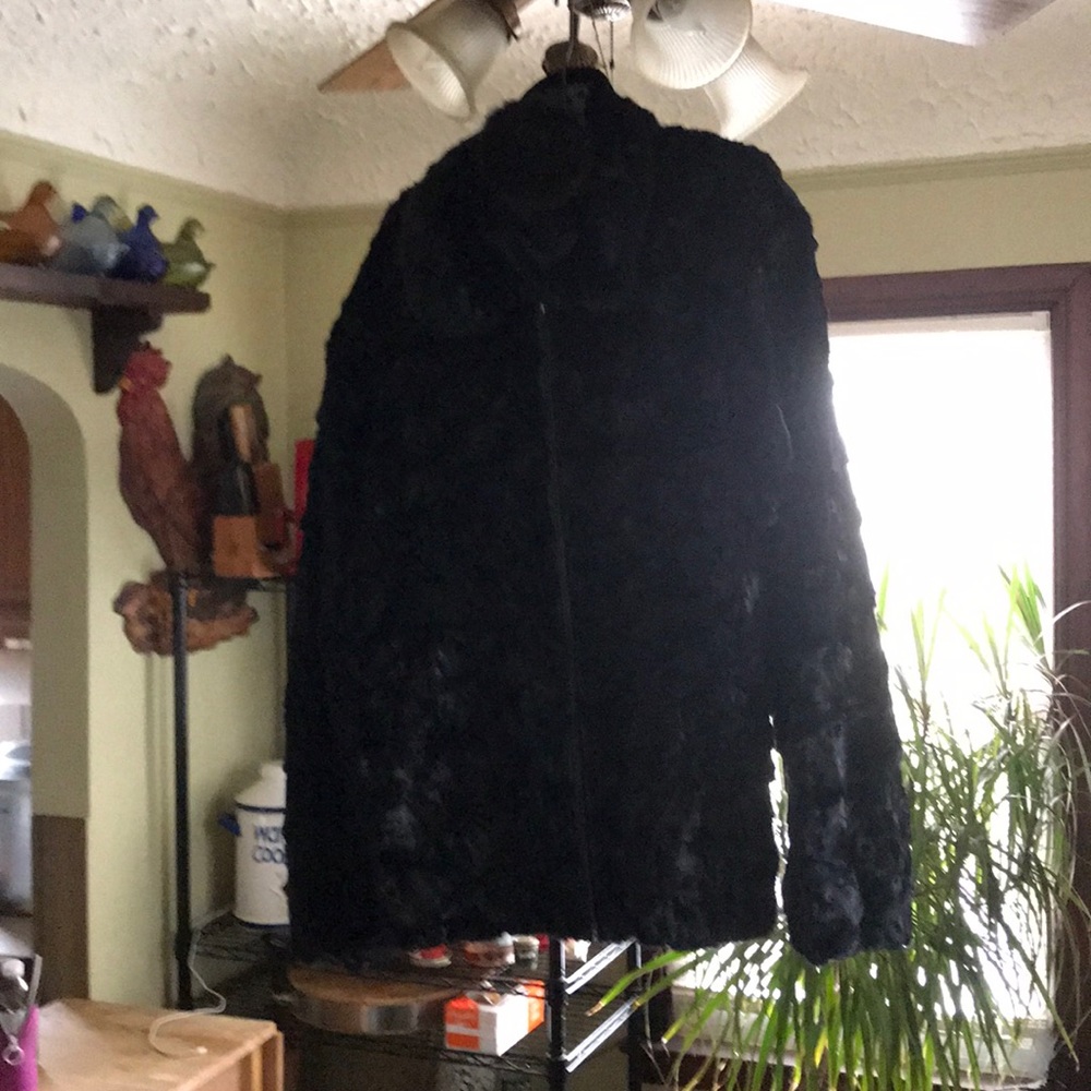 Black Mink Fur Coat with Mink Ear Muffs